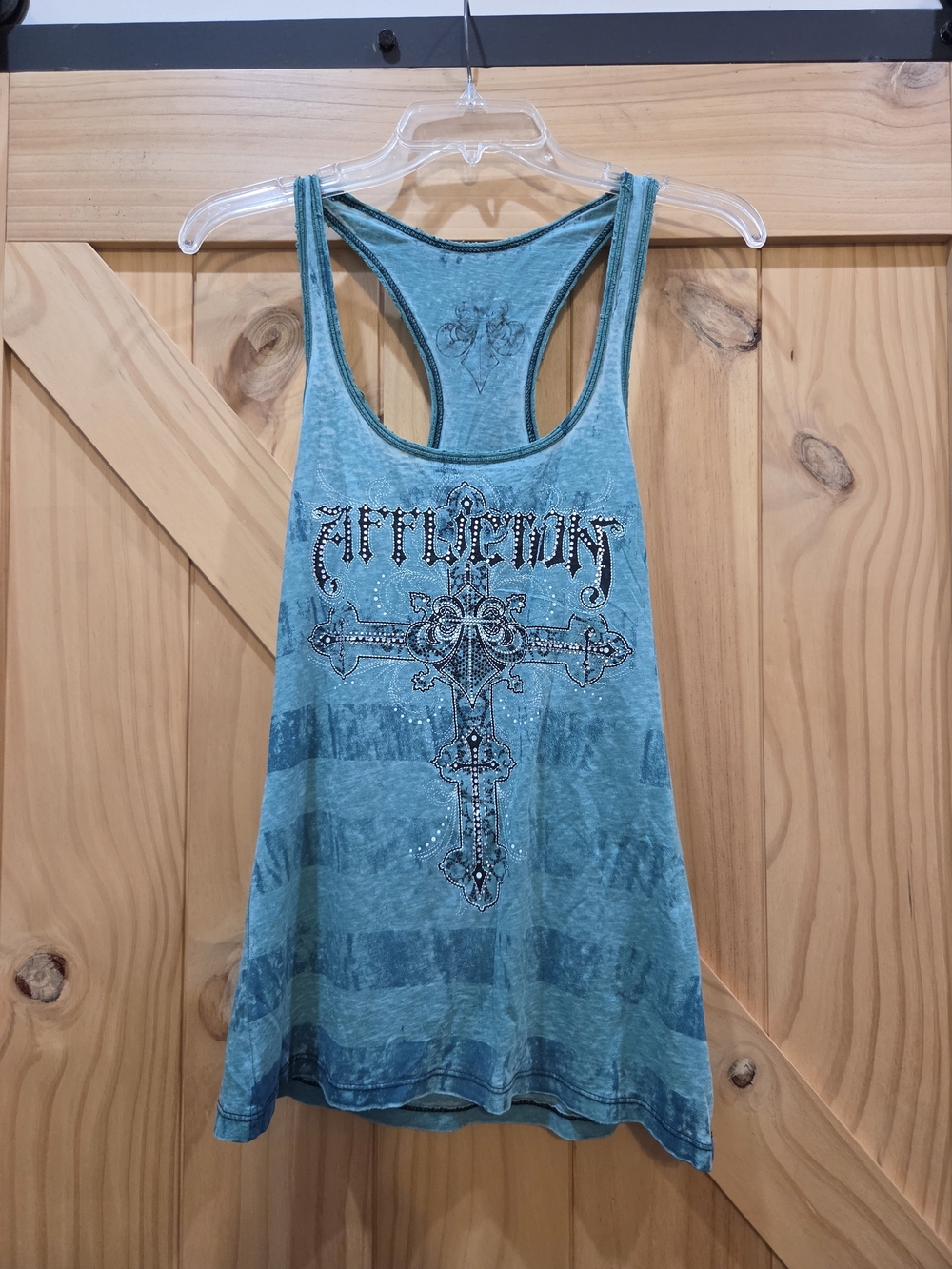 NWT | Affliction Rhinestone Cross Racerback Tank Top | Medium